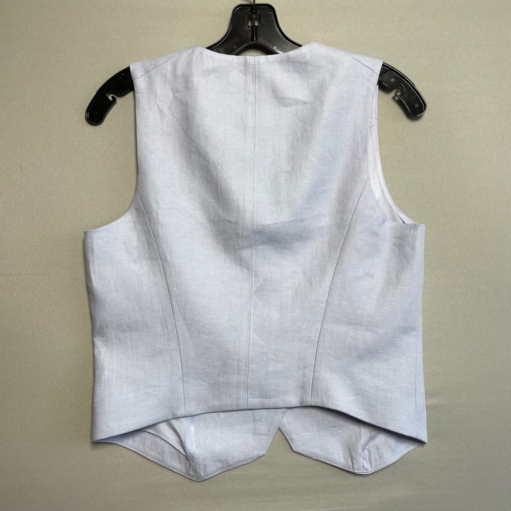 Nwt‎ Argent Womens Light Blue Linen Twill High Neck Button Waistcoat Vest Size 2 - Picture 3 of 7